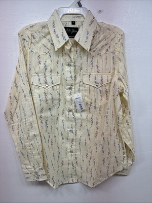 New Kids White Horse Floral Long Sleeve Pearl Snap Large MM-7