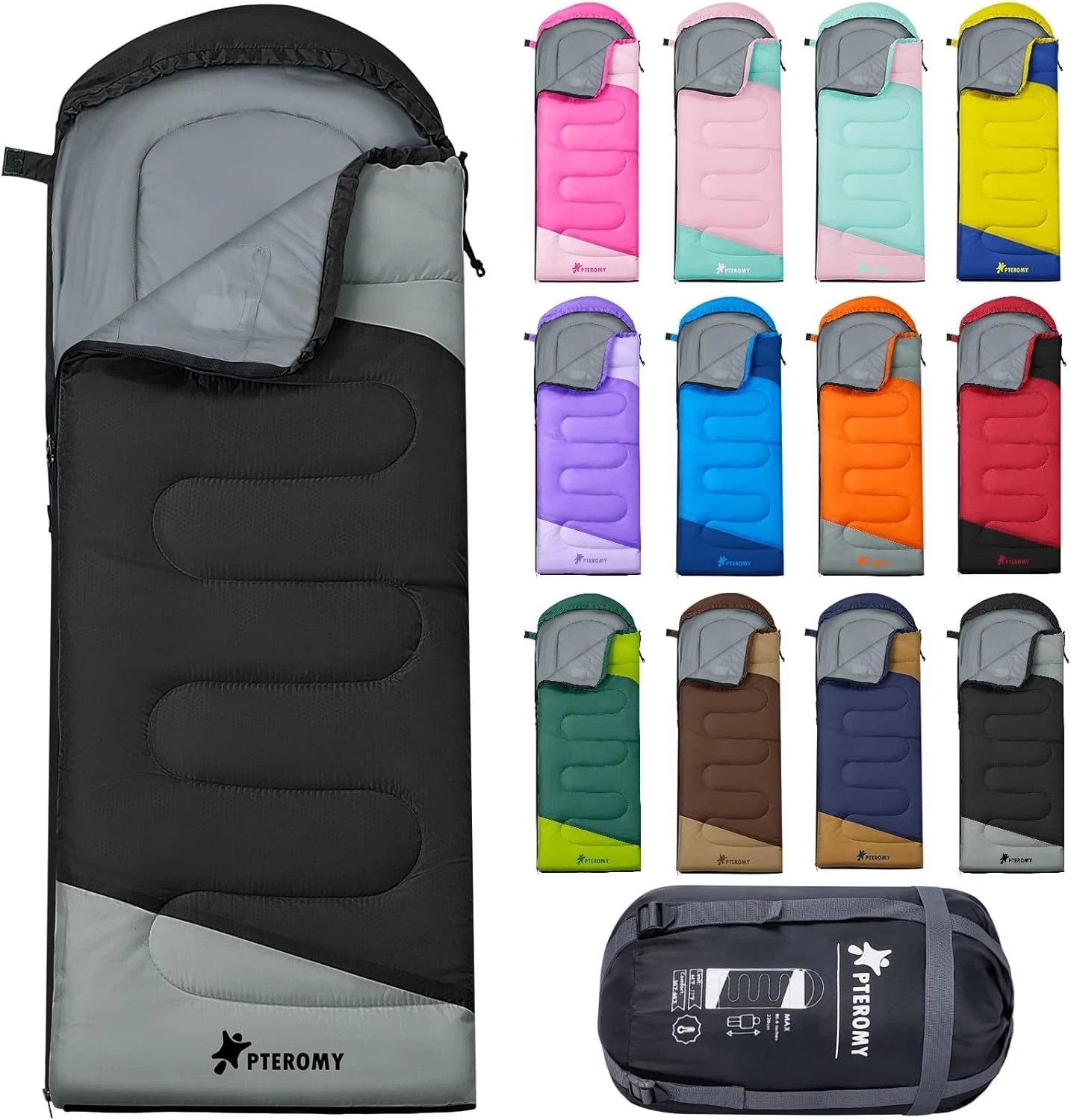 Saco de Dormir Ligero Impermeable Lavable para Camping Senderismo Viajes Adultos