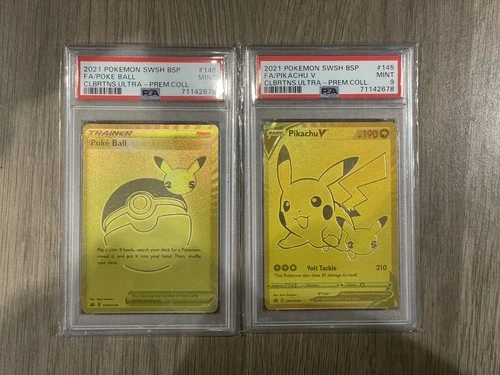 Sequential PSA 9 Pikachu V SWSH145 & Poke Ball SWSH146 - Celebrations UPC Promo