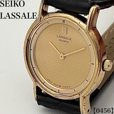 Working Item SEIKO LAS Men s Quartz 5A54 0079 Gold Dial Checkered Pattern Thin 3