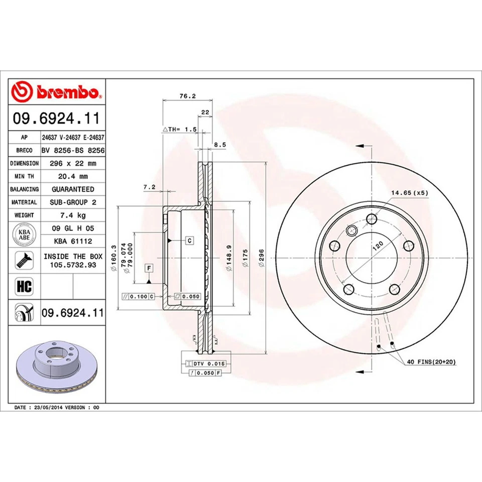Kit de pastillas de freno delanteras Brembo Prime para BMW 528i 1999 2000 Foto 2 de 4