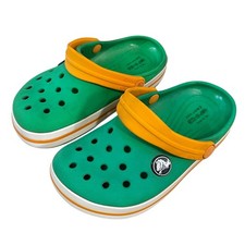 Crocs Toddler Size C9 Boy Classic Clogs Slip-On Green Orange Pool Hiking Sandal