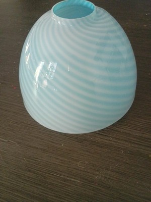 MCM Turquoise Swirl Art Glass Globe Shade   2'' Fitter   Signed WC   High...