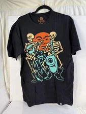 Creepy Co Shirt Graphic Tee Large Black Beistle Skeleton Band Sax Banjo Moon M