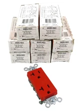 8 Pack - Pass & Seymour Legrand White Duplex Receptacles Spec Grade 26352-RED