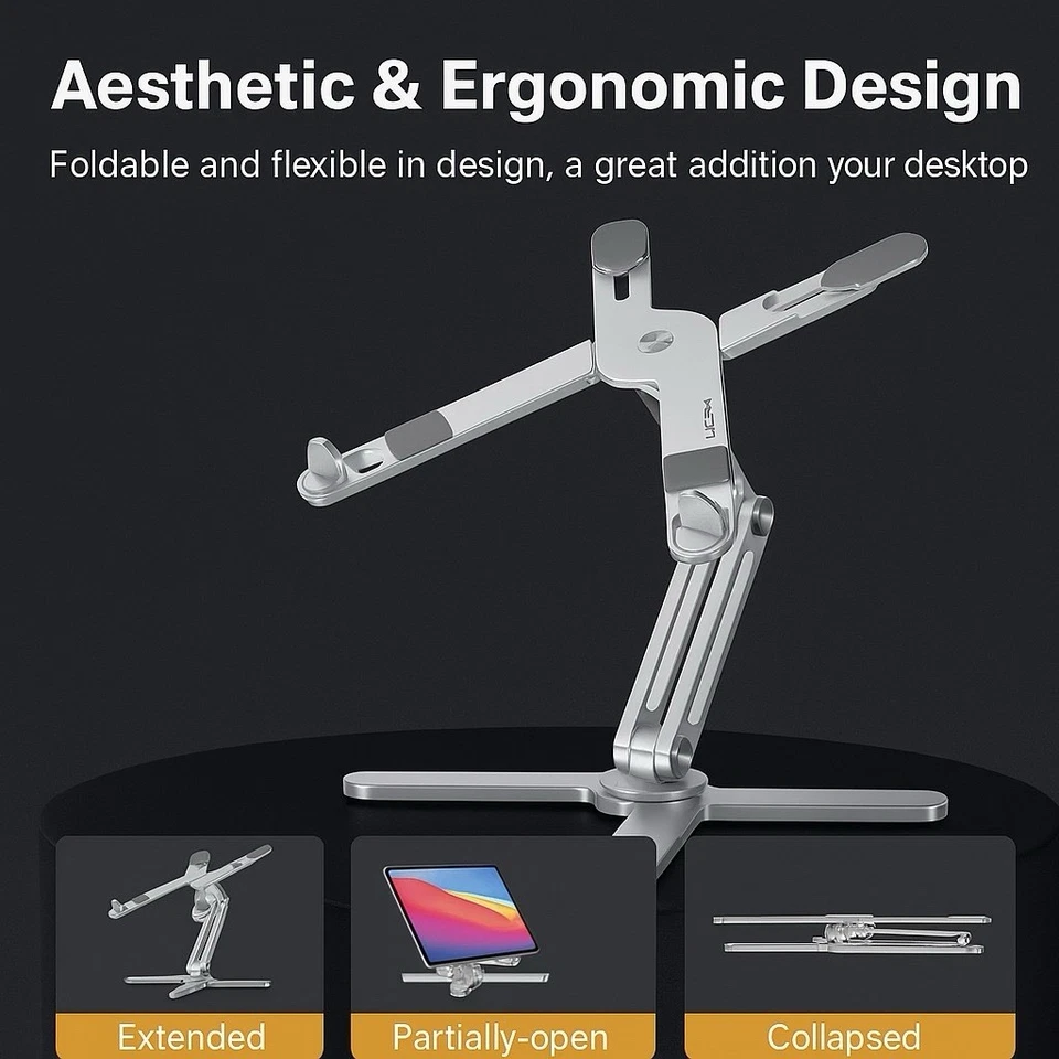 ModelX Premium Laptop Stand - 100% Aluminium, Adjustable Hight And 360 Rotation - Image 4 of 4