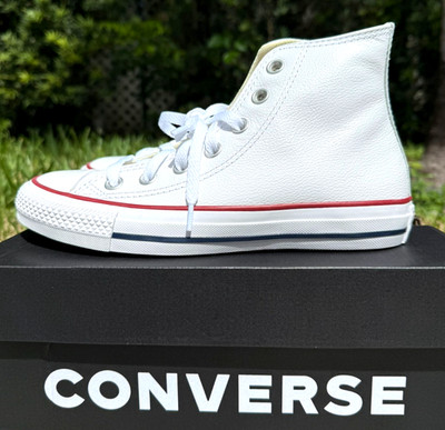 Converse Unisex high top trainers, Leather, Optical white, 4 US men