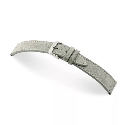 Uhrenarmband in Steingrau, Rindsleder, Wildleder von RIOS1931 - 18, 20, 22 mm