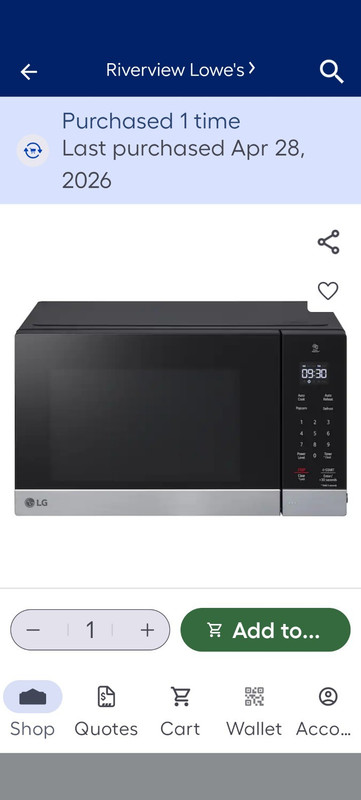 LG Countertop Microwave 1.3 cu ft 1000W Black Child Lock Defrost MSER1330B