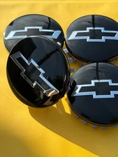 CHEVY 4X 83mm Black Wheel Center Caps SILVERADO, SUBURBAN, TAHOE
