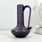 PILGRIM Purple CRACKLE GLASS Mini VASE Eggplant VTG MCM 60s Eames Blenko Era