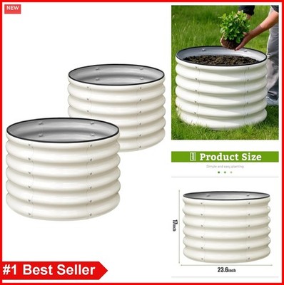 Round Raised Garden Bed 23.6 Inch Galvanized Metal Planter Box 2 Pack 17 Inch