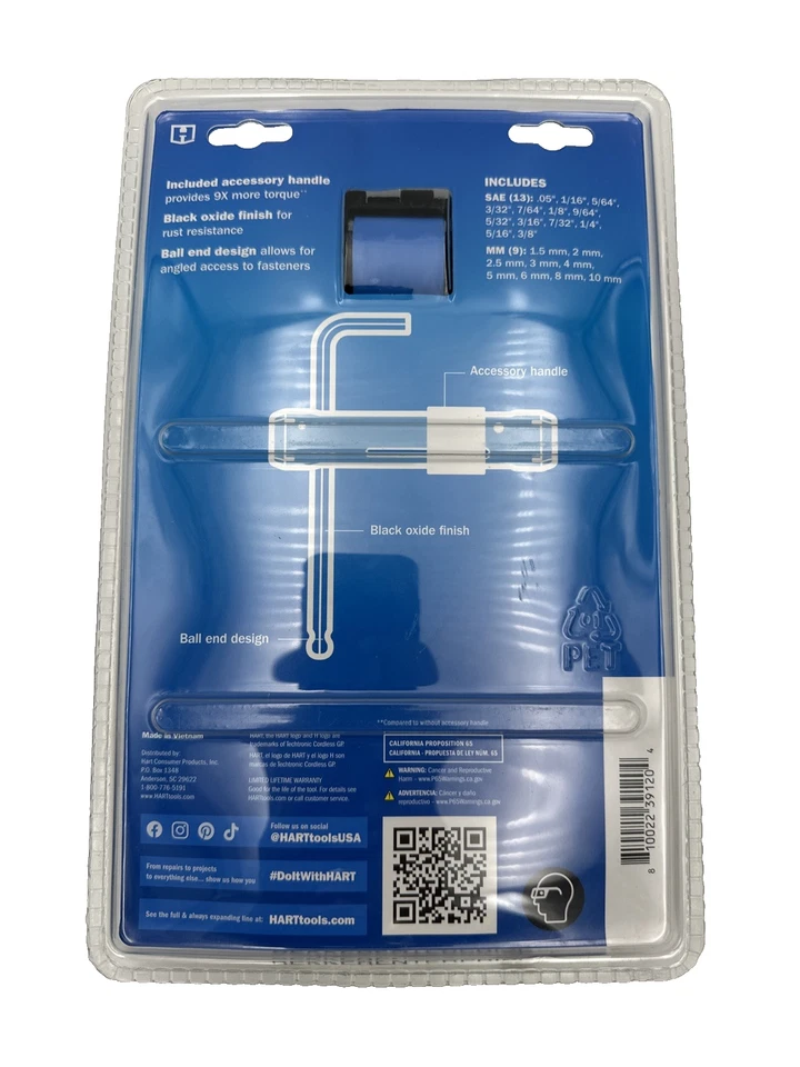 HART 22-PC Ball End Hex Key Set & Handle SAE MM - Brand New NIB - Image 2 of 2