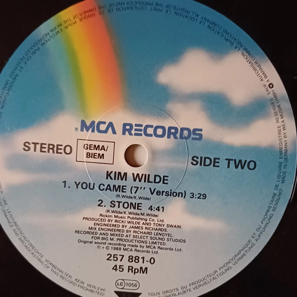 Kim Wilde "You Came", Vinyl MAXI 45t, 1988 TBE - Photo 4/4