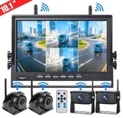 Wireless 10.1'' DVR Quad Monitor 1080P Backup Camera Kit  for RV Truck/Trailer