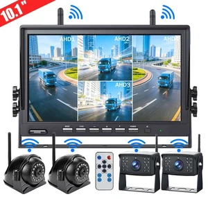 Sans fil 10,1'' DVR Moniteur Quad 1080P Kit caméra de sauvegarde pour RV Camion/remorque