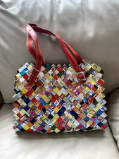 Nahui Ollin Large Purse With Strap Recycled Cookie Wrappers Unique One-of-a-kind