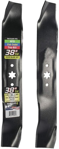 2 Mulching Blades For 38 Inch Deck Riding Mower 15Hp MTD YardMan Murray 9420610A - Picture 2 of 4