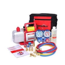 Mini Split AC Kit, Includes Vacuum Pump, Gauges, & Hoses for Refrigerant