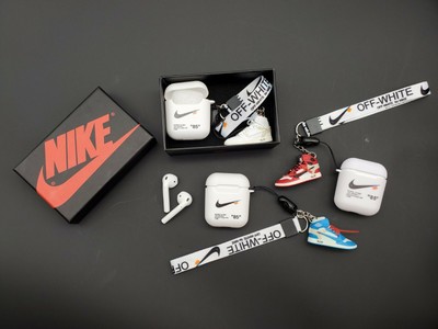 off white airpod case with keychain