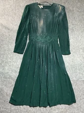 Upcycled Dress Womens Medium Green Maxi Artsy Art to Wear Cottage Goth Vintage