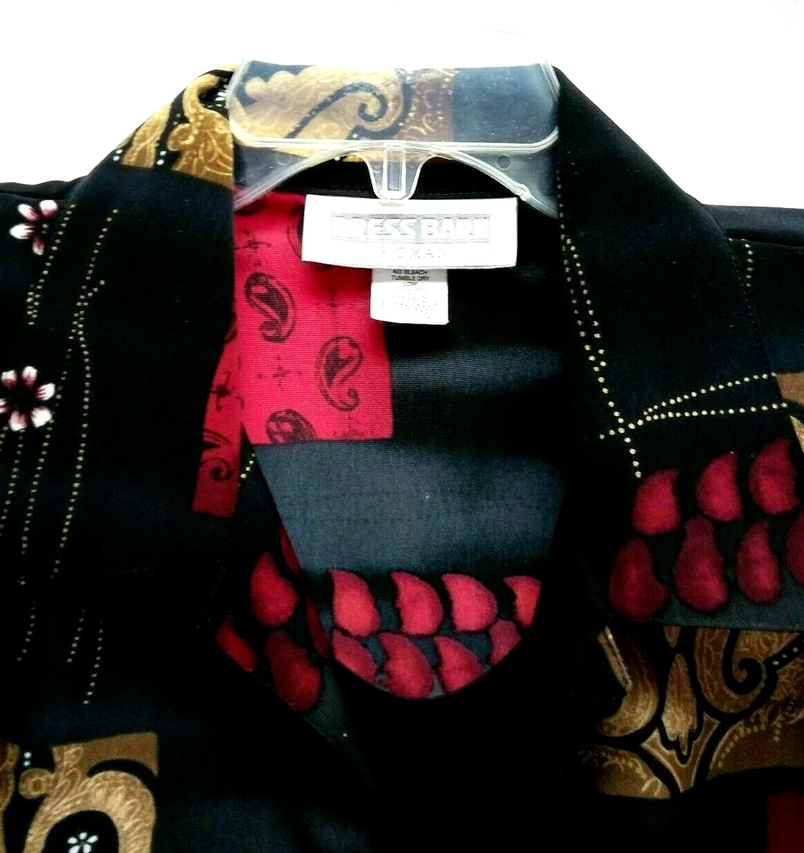 NUEVA BLUSA DE COLECCIÓN DRESSBARN NEGRA FLORAL PAISLEY MANGA LARGA LOOK EN CAPAS 14/16 XL Foto 3 de 4