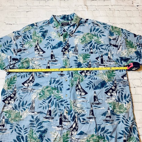 Trader Bay Cotton Linen Sailboat Tropical Button Down Men's Size 2XL Vacation - Picture 7 of 9