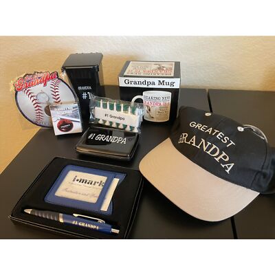 #1 Grandpa- Huge Set! Mug, Cap, Trash Can, Golf Tees, Keychains, and More!