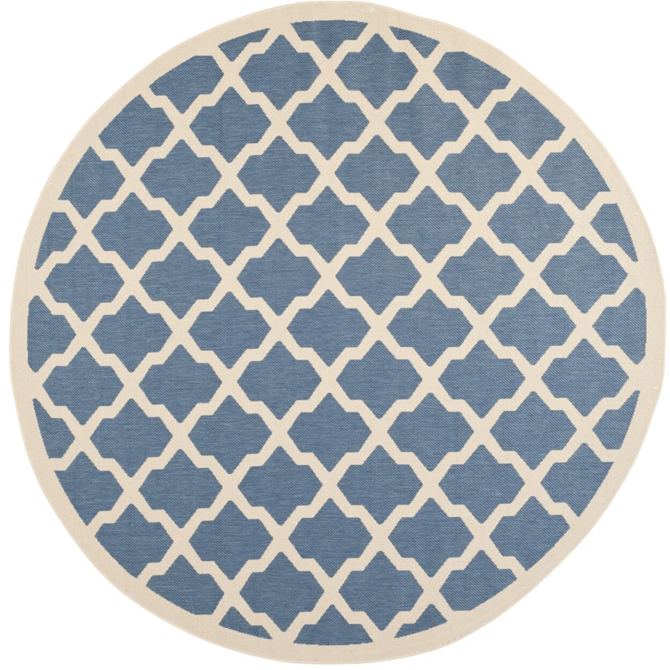 SAFAVIEH Indoor Outdoor CY6903-243 Courtyard Blue / Beige Rug - Image 4 of 4