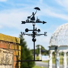 Deluxe Miniature Steel Mary Poppins Weathervane - Horizontal Fitting Bracket