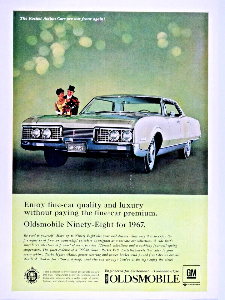 1967 Oldsmobile Ninety Eight Vintage Rocket Action Original Print Ad 8.5 x 11" - Image 3 of 4