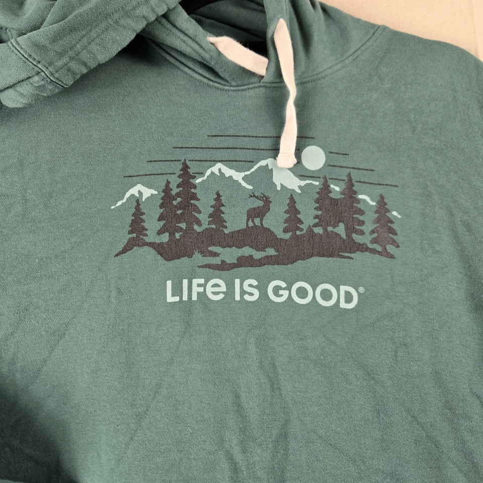 Life is Good USA Spread Good Vibes Sweatshirt Hoodie Men Large Graphic Logo Grn - Image 3 of 4