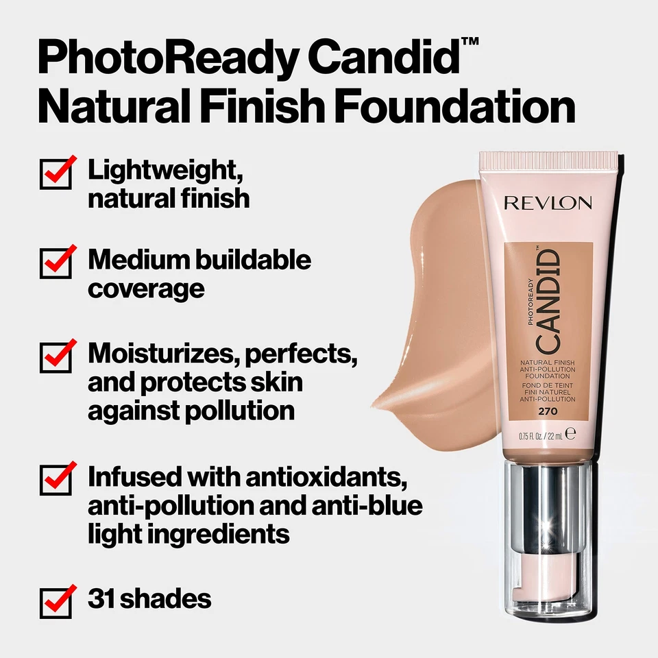 Liquid Foundation Revlon, Face Makeup Sensitive Skin, 240 Natural Beige, 0.75 Oz - Image 2 of 4
