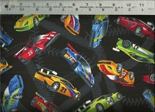 Timeless Treasures  Race Formula Stock Cars Black 100 Cotton Quilt Fabric BTY