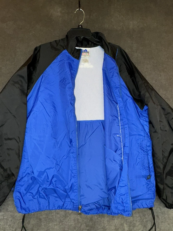 Adidas Para Hombres Grande Azul Real 3 Rayas Cremallera Completa Bolsillo Cintura Cintada Ventilada Foto 4 de 4