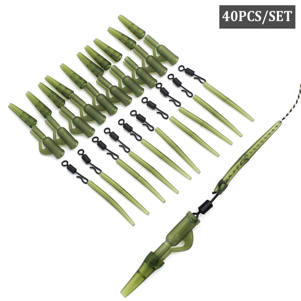 40pcs Fishing Tackle Carp lead clips Quick Change swivels Anti Tangle Sleeves