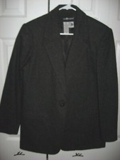 Womens Dark Gray SAG HARBOR Lined Wool Blazer Jacket 10