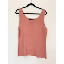 Terry Lewis 100% Silk Pink  Knit Tank Top Size 1X no wear Feminine C116