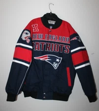 New NFL New England Patriots NASCAR style twill cotton jacket blue men's M