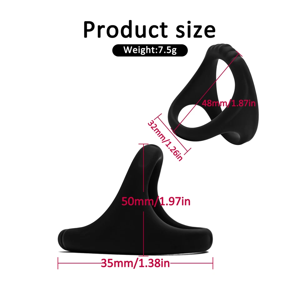 Stretchy Triangle Cock Ring Male Sex Toy for Longer Erection Silicone Penis Ring - Image 3 of 4