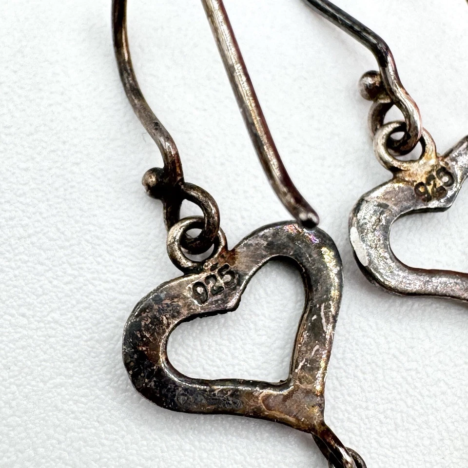 Pendientes colgantes delicados de plata de ley 925 con gota de perlas de corazón abierto San Valentín dulces Foto 4 de 4