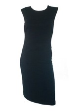 NWT Banana Republic Women Size 0 Black Textured Striped Sheath Dress Sleeveless