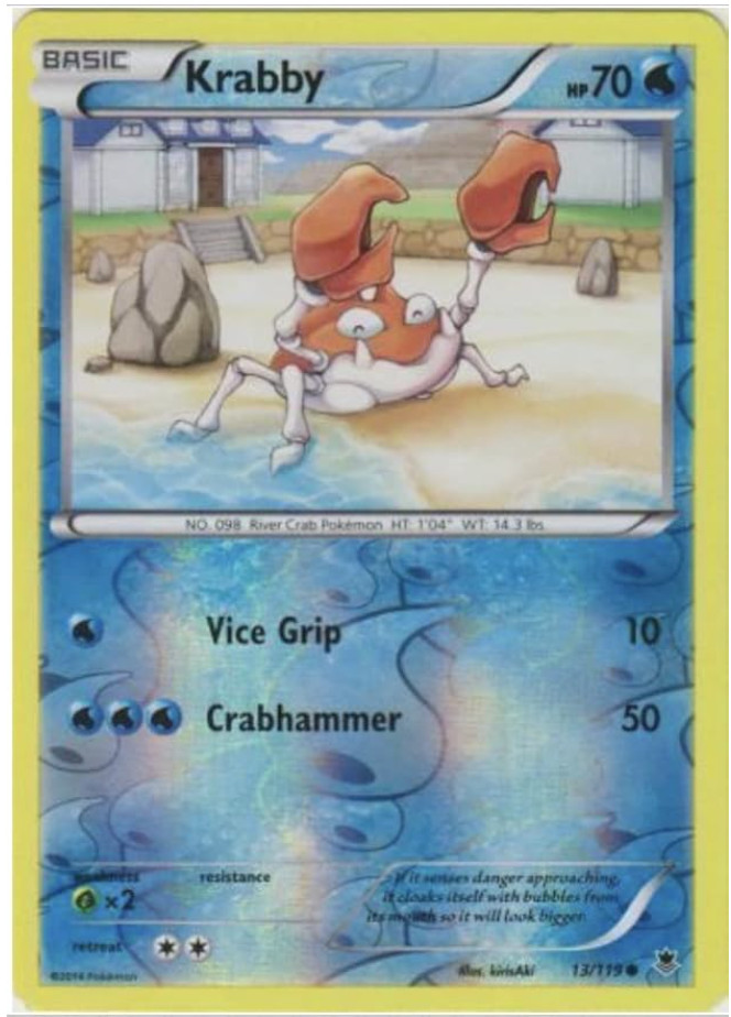 Pokemon -  Krabby - 13/119 - XY - Phantom Forces - Reverse Holo - NM/M - NEW