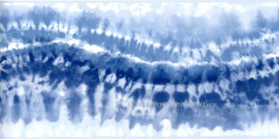 Borde de papel tapiz tie dye azul acuarela, prepegado, 15 pies x 8,5 pulgadas Foto 4 de 4