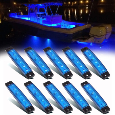 #ad #ad 10 Pcs Marine Boat LED Deck Courtesy Lights Waterproof Blue Stern Transom Light $14.96