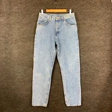 Wrangler Mens Jeans Size 32 L34 Blue Denim Mid Rise Relaxed Fit Light Zip Fly