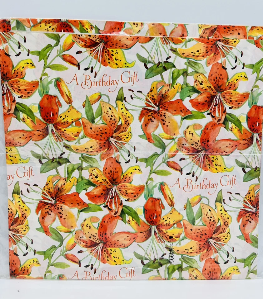 Papel de envolver regalo lirio tigre floral feliz cumpleaños sello vintage nuevo Foto 3 de 4