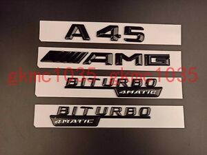 Gloss Black "BITURBO 4 MATIC" Letters Trunk Embl Badge Sticker for Mercedes Benz