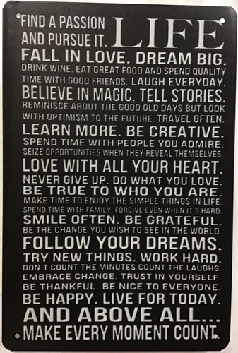 8x12 TIN SIGN Life dream love magic heart laugh nice trust Family vintage Br81