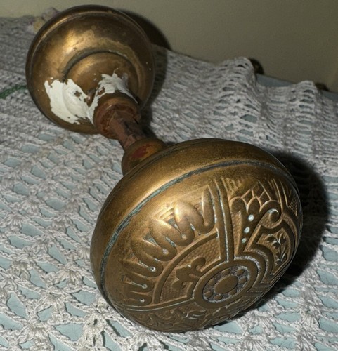 Antique Pair Set Of Brass Wide Base Corbin Ceylon Doorknobs Victorian Bronze - Picture 10 of 12
